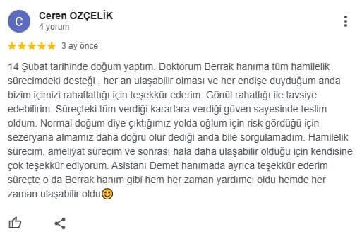 Ceren Özçelik yorum ekran görüntüsü