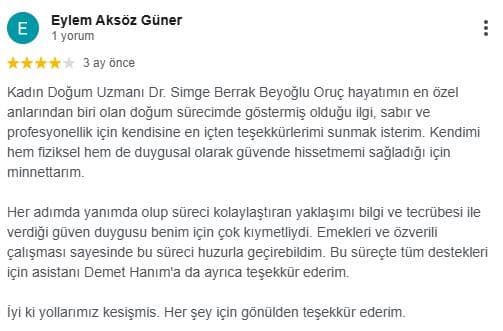 Eylem Aksöz yorum ekran görüntüsü