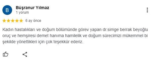 Büşranur Yılmaz yorum ekran görüntüsü